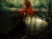 Cute petite girl pissing in nature. 3/16