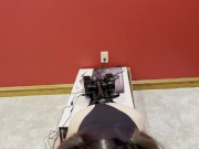 My Pigtail Asian Wife Sucks Me While the Sex Machine Wrecks Her - POV 4/16