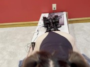 My Pigtail Asian Wife Sucks Me While the Sex Machine Wrecks Her - POV 9/16