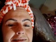 Hot Girl in Orange Lingerie Fingers Her Pussy and Ass While Masturbating With Hot Guy On Webcam
