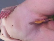 Unique pussy lips wrapping around a spoon, bet you haven't seen something like this! 15/16