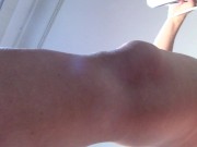 Amateur wife does chores around the house naked. 4/16