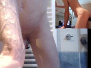 Riding Dildos in bathroom, cumming on deep insertion 14/16