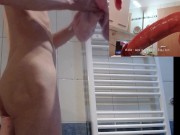 Riding Dildos in bathroom, cumming on deep insertion 5/16