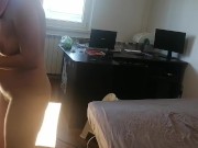 Amateur wife has fun trying on clothes and cutting them off. Amateur wife dances naked around the ho 4/16