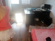 Amateur wife has fun trying on clothes and cutting them off. Amateur wife dances naked around the ho 4/16