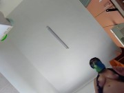 Sexy naked latina in the kitchen. Brunette hairy pussy, big ass, big tits. 15/16