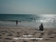 Wife shows her pussy to strangers on the beach. Public exposure. 4/16