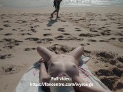 Wife shows her pussy to strangers on the beach. Public exposure. 6/16