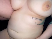 Admiring this hot blondes sexy body and perfect boobs while she sucks my cock 4/16