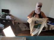 Amateur wife does housework naked. Milf with hairy pussy, big ass. 3/16