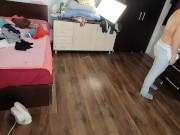 Amateur wife has fun trying on clothes she cuts. 16/16