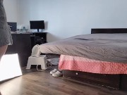 Amateur wife having fun trying on clothes that she cuts off. 14/16