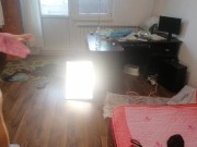 Amateur wife having fun trying on clothes that she cuts off. 11/16