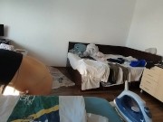 Amateur wife doing housework naked. Latina with hairy pussy, big ass. 11/16