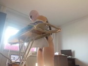 Amateur wife doing housework naked. Latina with hairy pussy, big ass. 4/16