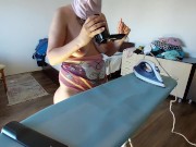 Amateur wife does housework naked. Latina with hairy pussy, big ass. 2/16