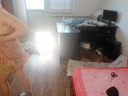 Amateur wife does housework naked. Latina with hairy pussy, big ass. 5/16