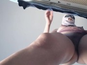 Amateur wife does housework naked. Latina with hairy pussy, big ass. 5/16