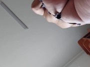 Sexy Latina nude in the kitchen. Sexy naked wife prepares food in the kitchen. 6/16