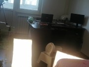 Amateur wife has fun trying on clothes that she cuts. Sexy wife shaves her pussy hair. 2/16