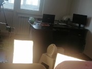 Amateur wife has fun trying on clothes that she cuts. Sexy wife shaves her pussy hair. 3/16