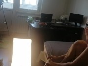 Amateur wife has fun trying on clothes that she cuts. Sexy wife shaves her pussy hair. 5/16