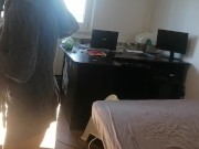 Amateur wife has fun trying on clothes that she cuts. Sexy wife shaves her pussy hair. 9/16