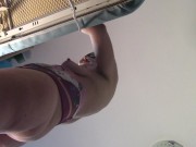 Amateur wife does housework naked. Brunette with hairy pussy, big ass. 12/16