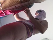 Amateur wife does housework naked. Brunette with hairy pussy, big ass. 2/16