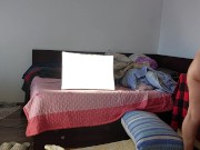 Amateur wife has fun trying on clothes that she cuts. 2/16