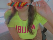 Slutty teen uses big lollipop in her pussy to masturbate like a bad girl 9/16