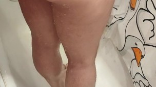 Chubby boy in the shower