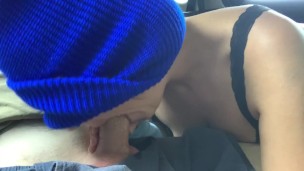 MASKED Teen Swallows Cum in a Public Parking Lot — Aria Fleur