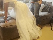 builder gets customer to put her wedding dress on and breeds her before husband gets home 6/16