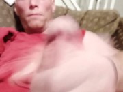 Hot cumshot bursting from throbbing cock