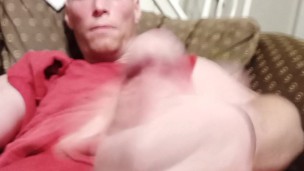 Hot cumshot bursting from throbbing cock