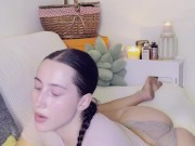 Innocent Brunette Slowly Teases in Sheer Lace Set 😈💦 8/16