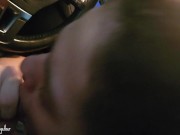 Real naughty girl catches me jerking at the car and decides to swallow it 14/16