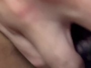 Brunette hairy pussy masturbates with a big black dildo and creampie 6/16