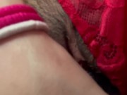 Brunette hairy pussy masturbates with a big black dildo and creampie 8/16