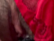 Brunette hairy pussy masturbates with a big black dildo and creampie 9/16