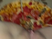 PIZZA-CUM ON FOOD-KINKY FETISH FEMALE MASTURBATION-BEST TEEN AMATEUR-ARABIAN SNOWWHITE-LOS ANGELES G 1/16