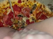 PIZZA-CUM ON FOOD-KINKY FETISH FEMALE MASTURBATION-BEST TEEN AMATEUR-ARABIAN SNOWWHITE-LOS ANGELES G 14/16