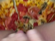 PIZZA-CUM ON FOOD-KINKY FETISH FEMALE MASTURBATION-BEST TEEN AMATEUR-ARABIAN SNOWWHITE-LOS ANGELES G 15/16
