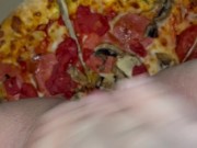 PIZZA-CUM ON FOOD-KINKY FETISH FEMALE MASTURBATION-BEST TEEN AMATEUR-ARABIAN SNOWWHITE-LOS ANGELES G 5/16
