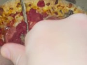 PIZZA-CUM ON FOOD-KINKY FETISH FEMALE MASTURBATION-BEST TEEN AMATEUR-ARABIAN SNOWWHITE-LOS ANGELES G 8/16