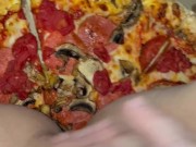 PIZZA-CUM ON FOOD-KINKY FETISH FEMALE MASTURBATION-BEST TEEN AMATEUR-ARABIAN SNOWWHITE-LOS ANGELES G 9/16