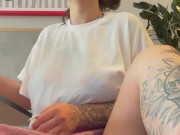 Public pussy play in KFC… I almost got caught when I squirted under the table 1/16