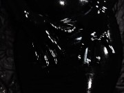 Dirty Girl in Shiny Spandex and Latex Skirt gives Handjob till Cum 13/16